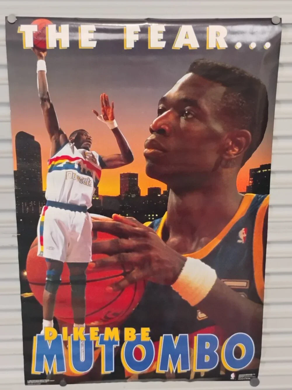 Dikembe Mutombo THE FEAR Denver Nuggets NBA Rare VTG 92 Costacos Poster 23x35